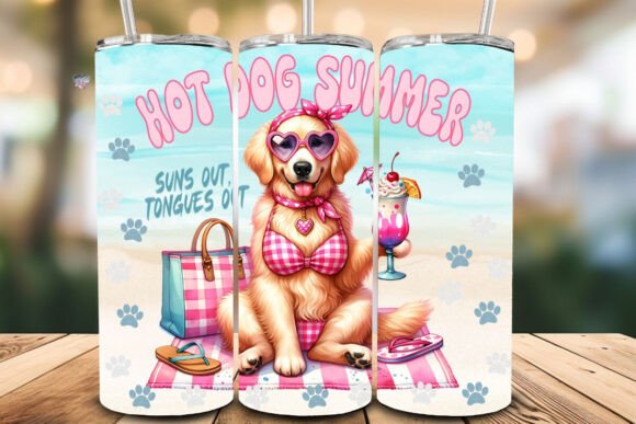 Create Fun Summer Vibes with This Hot Dog Summer Tumbler Wrap PNG