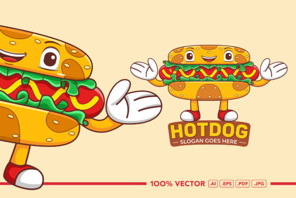 Cute Hot Dog Mascot Logo Vector for Branding