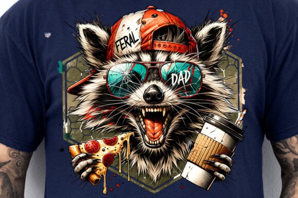 Feral Raccoon Rad Dad PNG for Your Projects