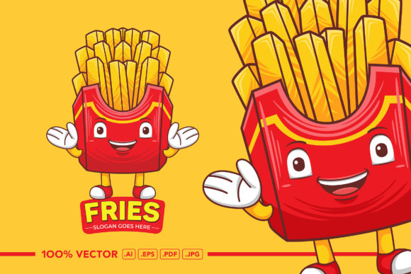 French Fries Mascot Logo Vector Graphic
