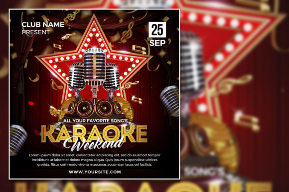 Glamour Red Karaoke Social Media Post: A Designer's Bold Choice