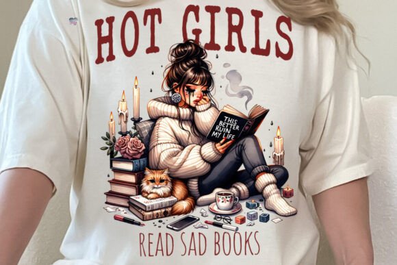 Hot Girls Read Sad Books PNG Book Lover