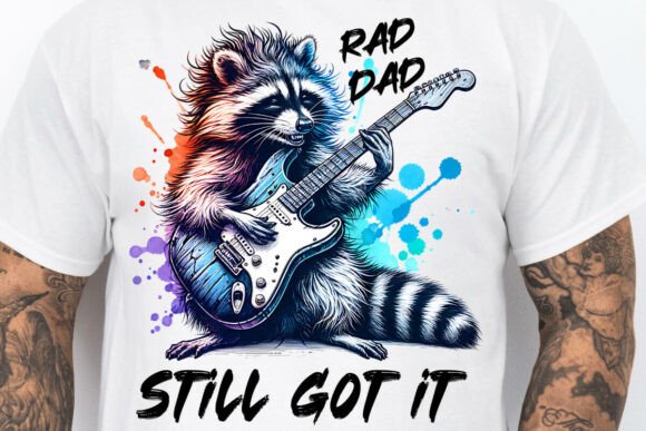 Rad Dad Raccoon Guitarist PNG: Rock & Roll Dad Clipart