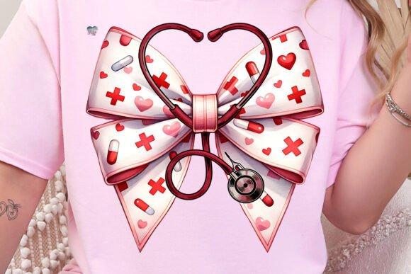 Red Coquette Nurse Bow PNG: A Charming Design Asset