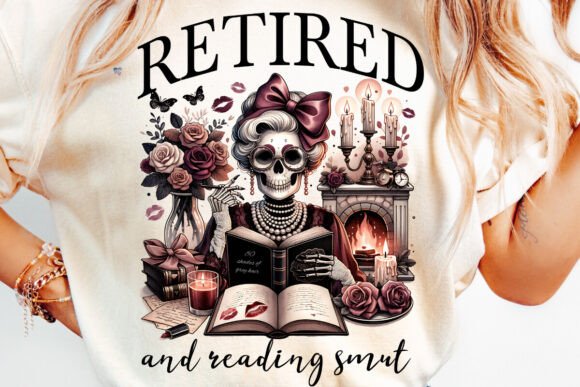 Retired Reading PNG Grandma Skeleton: A Fun Design Asset