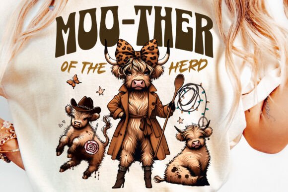 Sassy Highland Cow Mom PNG: Hilarious Farm Charm for Your Creations
