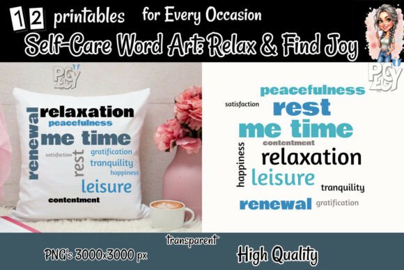 Self-Care Word Art: Relax & Find Joy