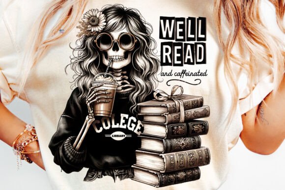 Well Read and Caffeinated PNG Book Lover: A Designer's Dream Clipart